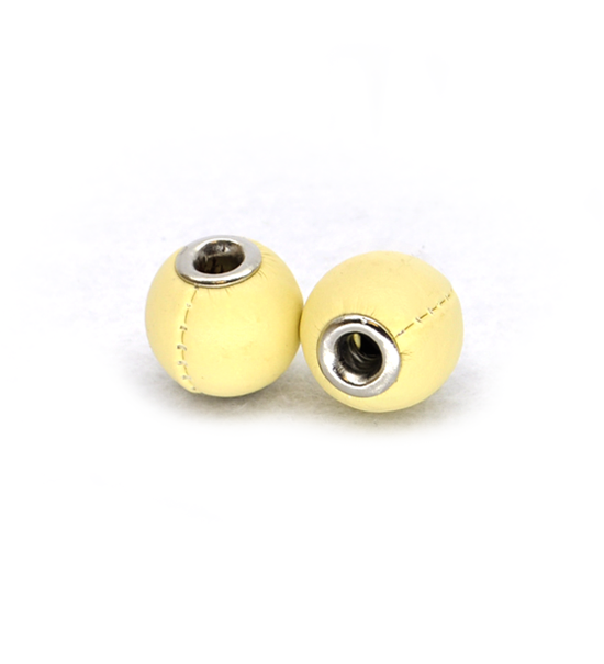 Perlas rosca cuero sintetico (2 piezas) 14 mm - Marfil